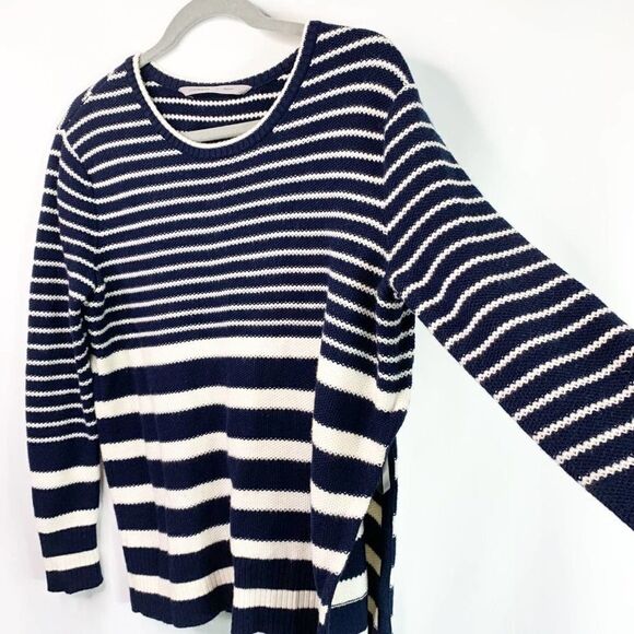 Athleta Sweater Womens Small Striped Side Slit Pullover Knit Merino Wool Blend - Picture 5 of 7